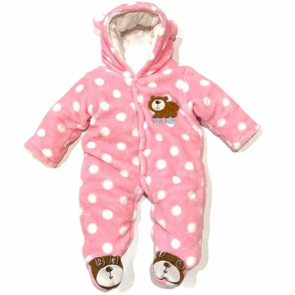 OKIE DOKIE Snowsuit 6M Pink Polka Dot - Picture 1 of 11